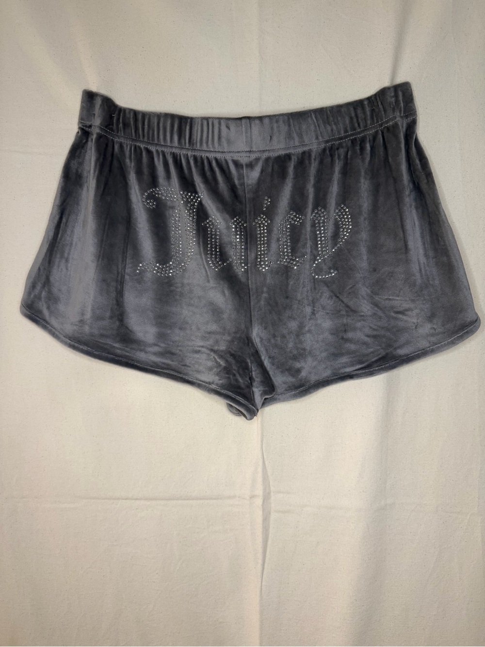 3/$20 Juicy Couture Charcoal Velour Rhinestone Logo Shorts